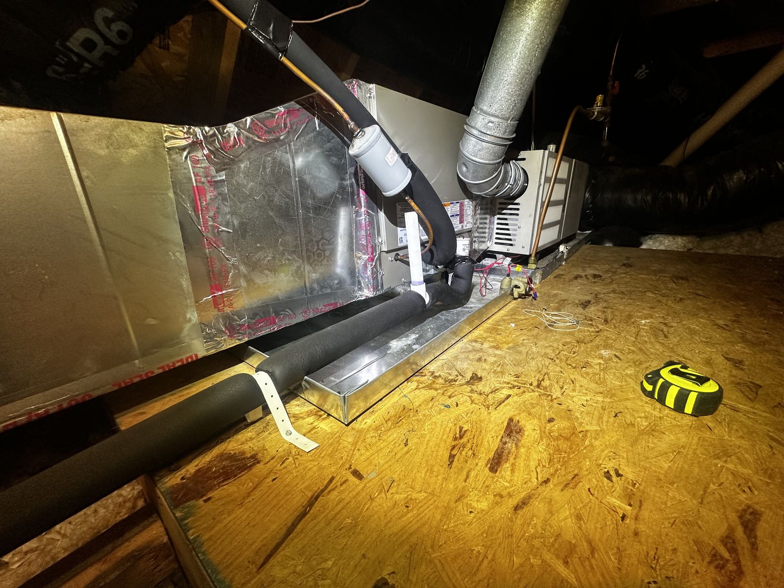 New condensate drain pan and safety float switch installation